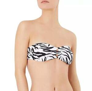 Onia Womens Allegra Bandeau Bikini Small White Black Zebra Print NWOT